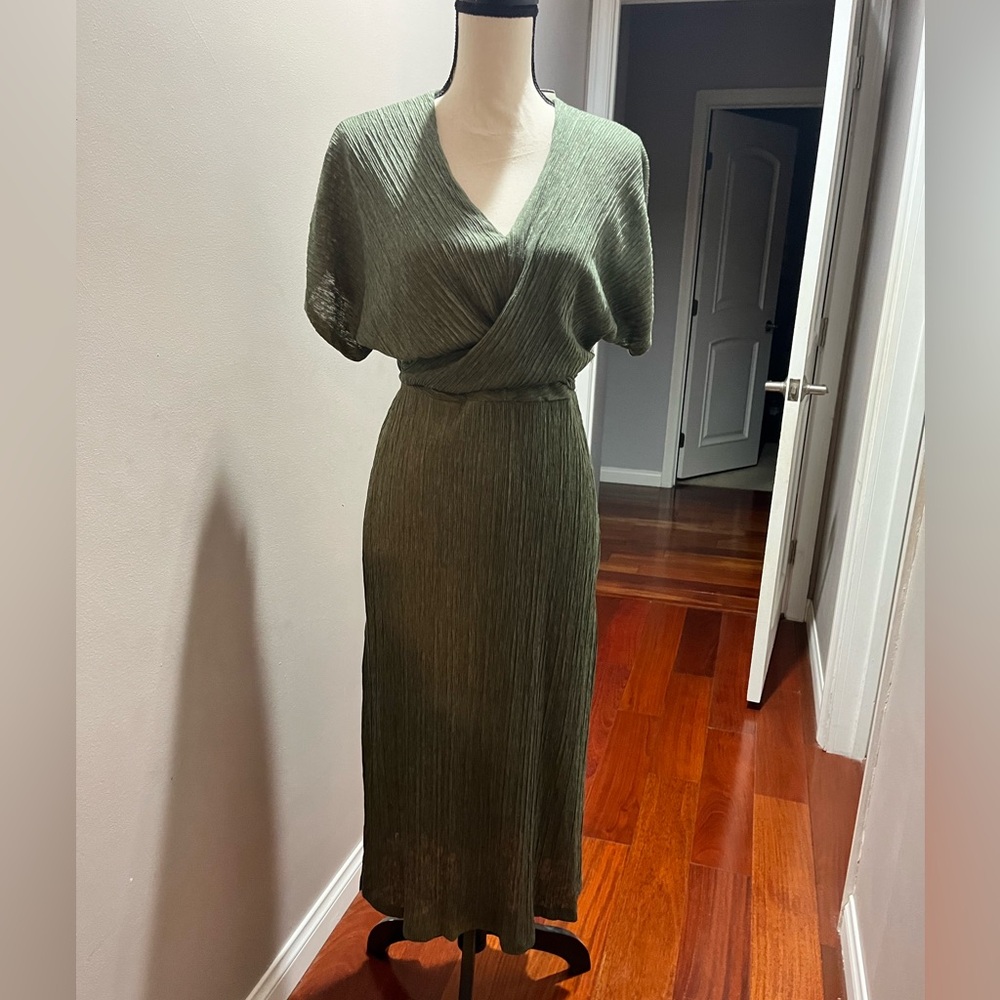 NWT All In Favor Olive green maxi dress.